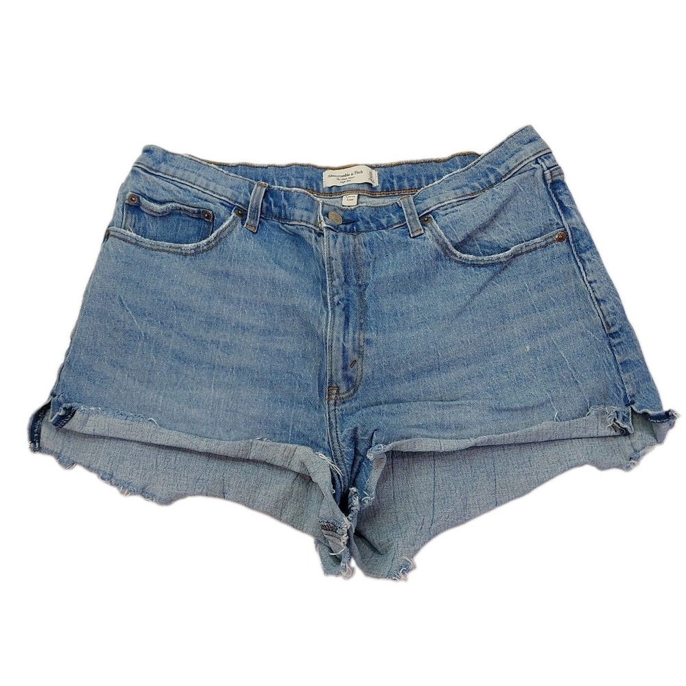 Abercrombie & Fitch The Mom Short High Rise Light Wash Denim Jeans Size 16